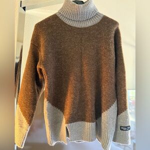 Cozy Brown and Gray Turtleneck Sweater